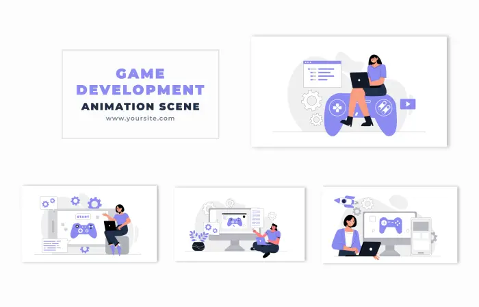 Game Developer Vector 2D Design Animation Scene